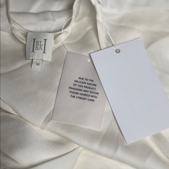 HELSA Serafina Long Sleeve Deep V Silk Draped Scarf White Maxi Dress Size Medium - Picture 12 of 13